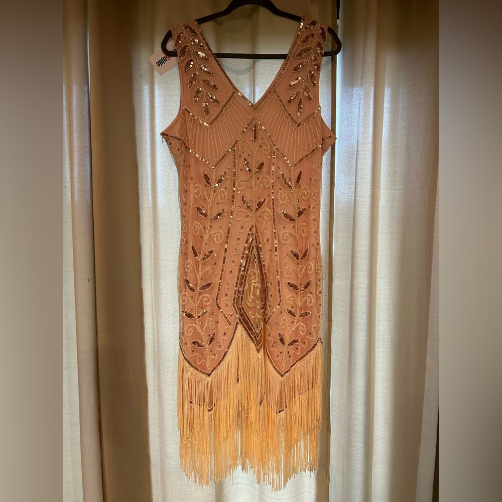 Ivory Gatsby-Inspired Dress with Sequins - XL/XXL - New with Tags